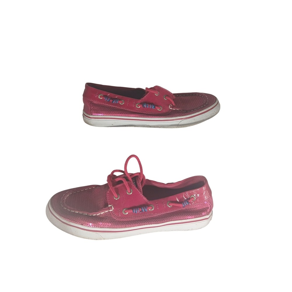 Sperry Top Sider Bahama Hot Pink Sequin Boat Shoes Women US 6 M EUR 38.5‎